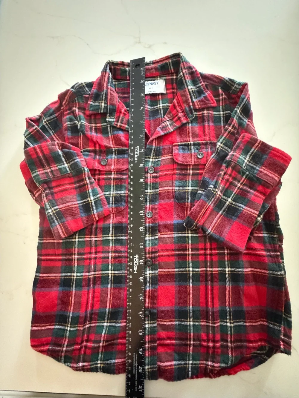 Old Navy Boys Red Plaid Flannel Button Down Shirt Size Small 100% Cotton